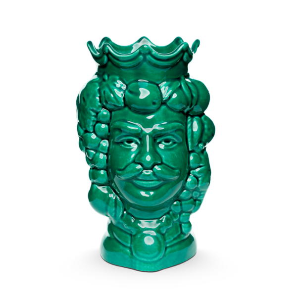 Testa di moro verde ramina uomo h 18 cm